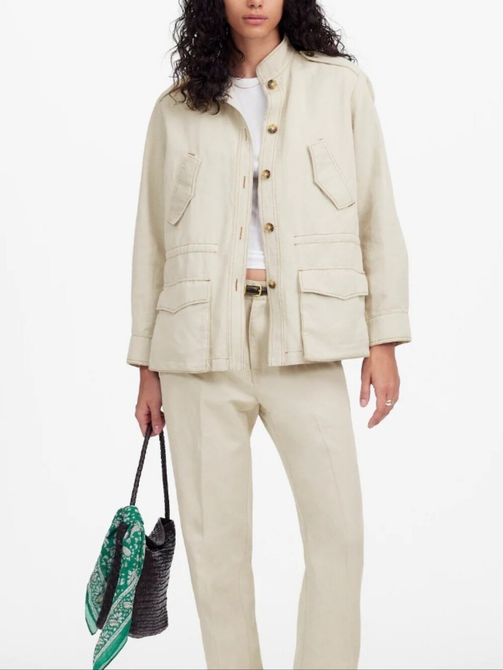 NWT Madewell Italian Linen Twill Cinched Utility Chore Jacket Size xxs
